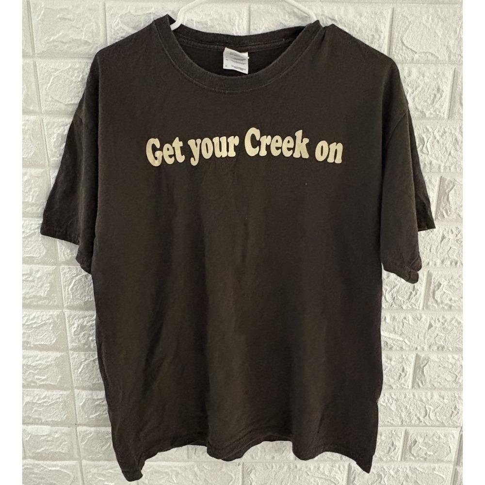 GILDAN ULTRA COTTON MENS SHIRT SIZE LARGE‎ FADED BROWN GET YOUR CREEK ON